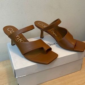 Calvin Klein Fima Dark Natural Kitten Heel Slingback